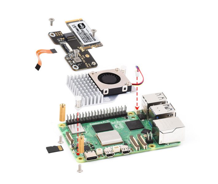 WaveShare PCIe TO M.2 MINI 【27580】Raspberry Pi 5用 小型