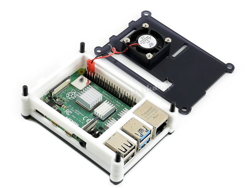 WaveShare 16931 Raspberry Pi 4用ブラック/ホワイトアクリルケース 