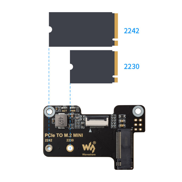 WaveShare PCIe TO M.2 MINI 【27580】Raspberry Pi 5用 小型
