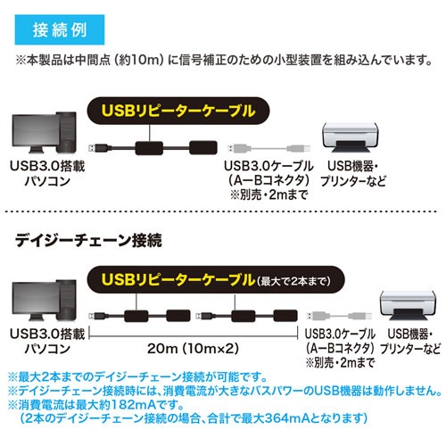 サンワサプライ KB-USB-R310 USB3.2アクティブリピーターケーブル10m