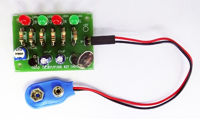 マイコンキットドットコム MK-622 回路の学習に最適!ハンダ付け不要!曲げて刺すだけ!4LED点滅回路学習キット