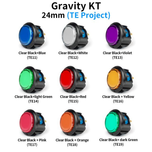 Qanba Gravity KT Arcade buttons 24mm Snap-In Button Clear Black+