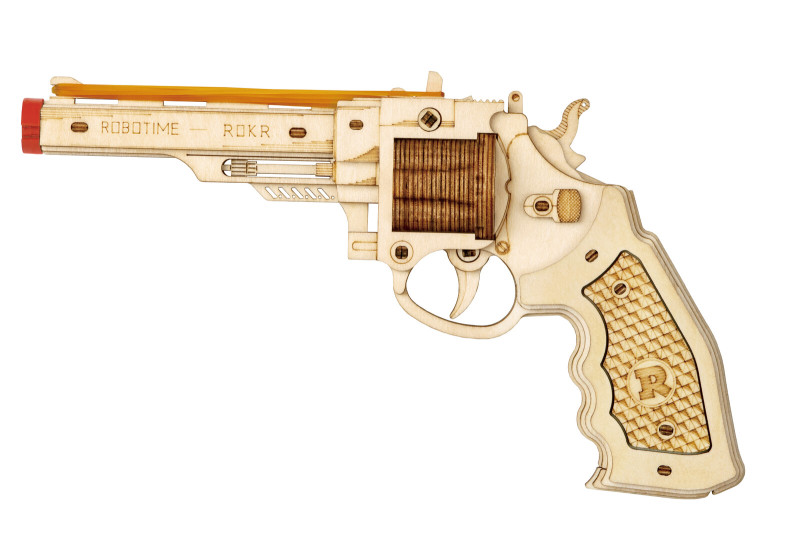 LQ401S リボルバー/遊べる3Dウッドパズル(輪ゴム銃)